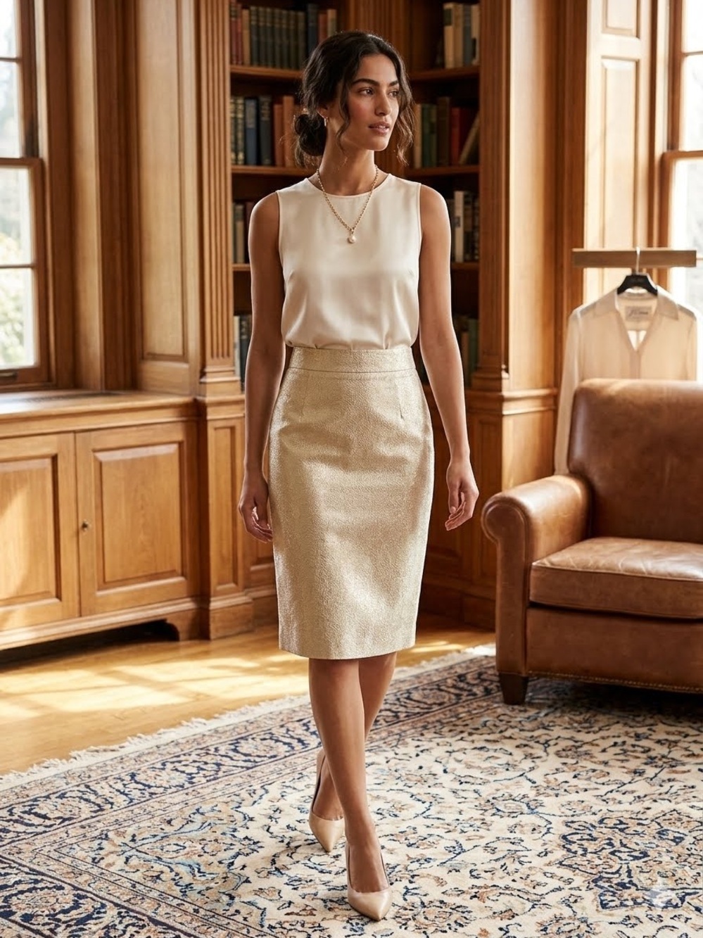 J. Crew Cream Pencil Skirt